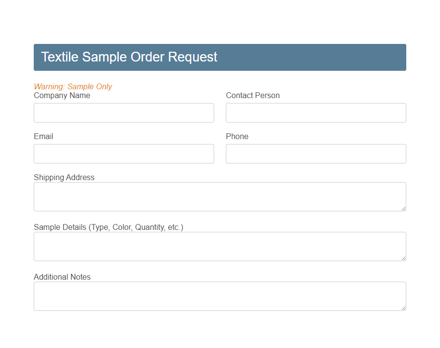 Fabric Swatch Request Form PDF Samples