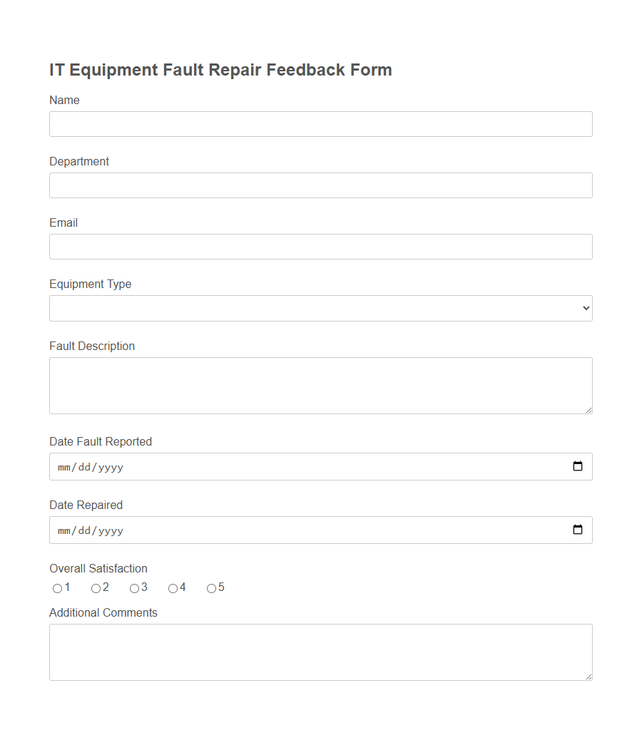 Fault Repair Feedback Form PDF Samples