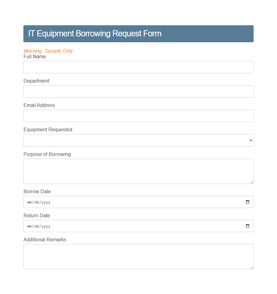 Hardware Checkout Form PDF Samples