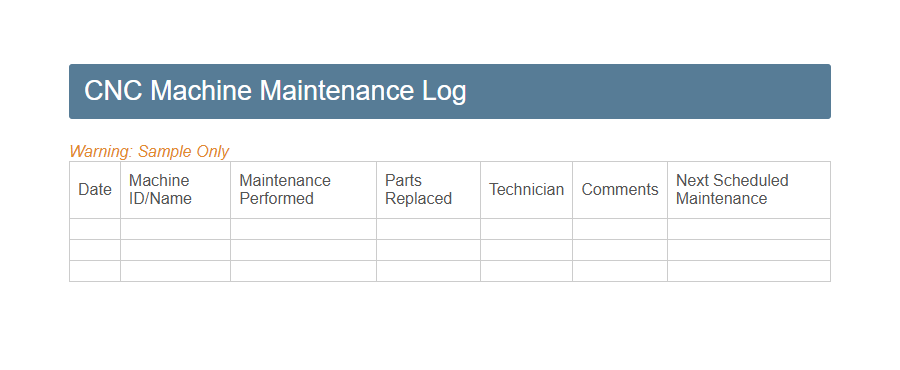 Machine Maintenance Report Form PDF Samples
