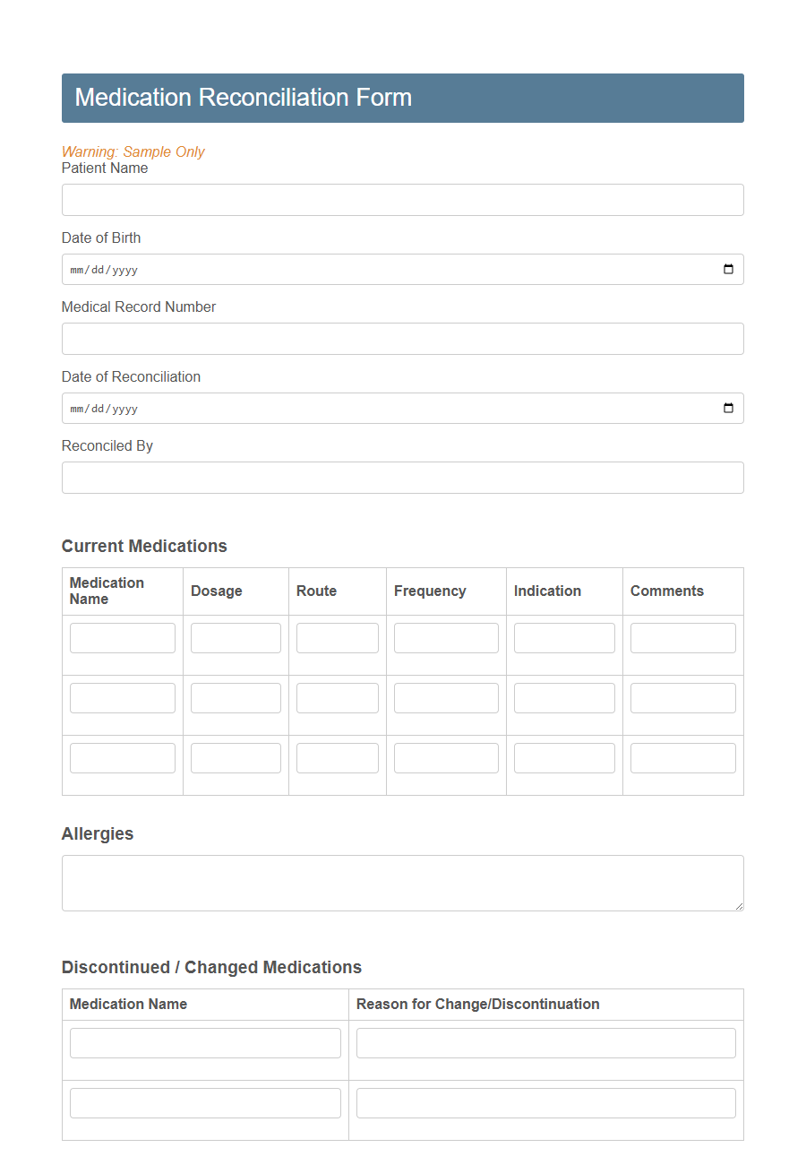 Medication Administration Record (MAR) Form Template PDF Samples