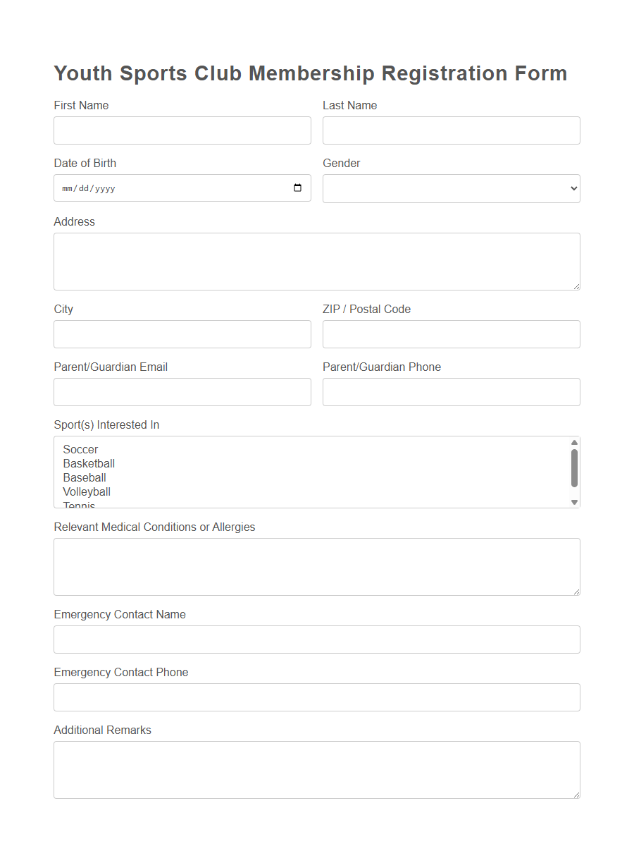 Nonprofit Membership Registration Form PDF Samples
