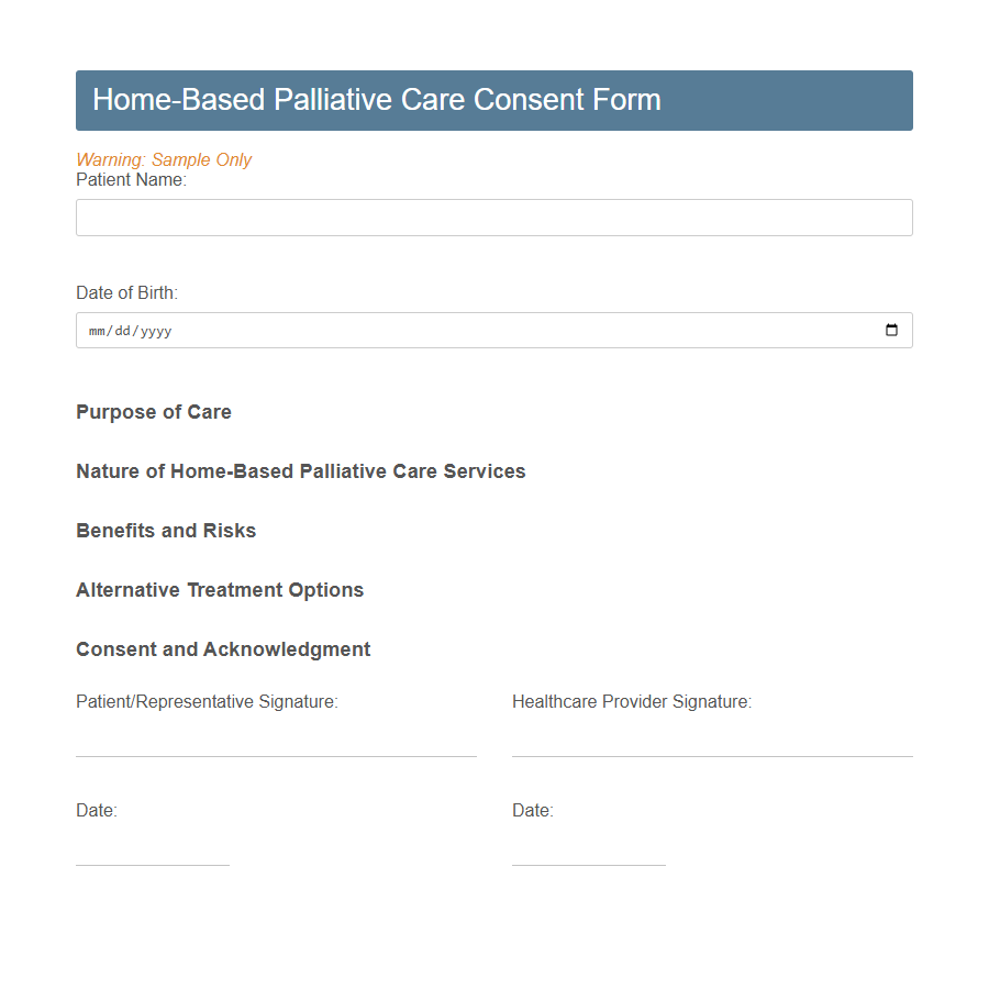 Palliative Care Consent Form Template PDF Samples