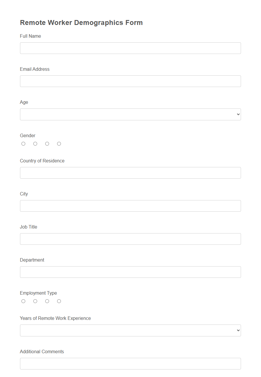 Participant Demographics Form PDF Samples