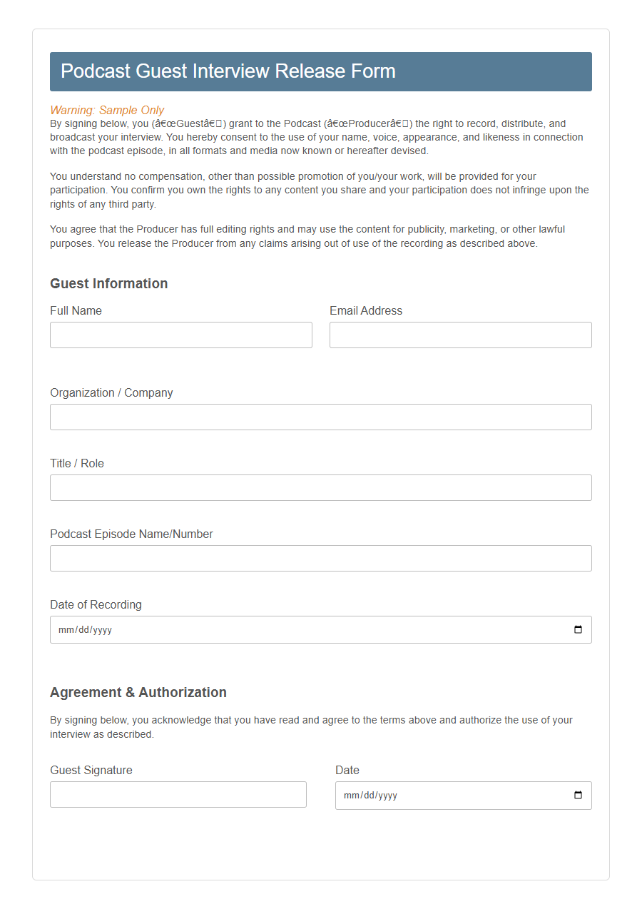 Podcast Sponsorship Application Form PDF Samples