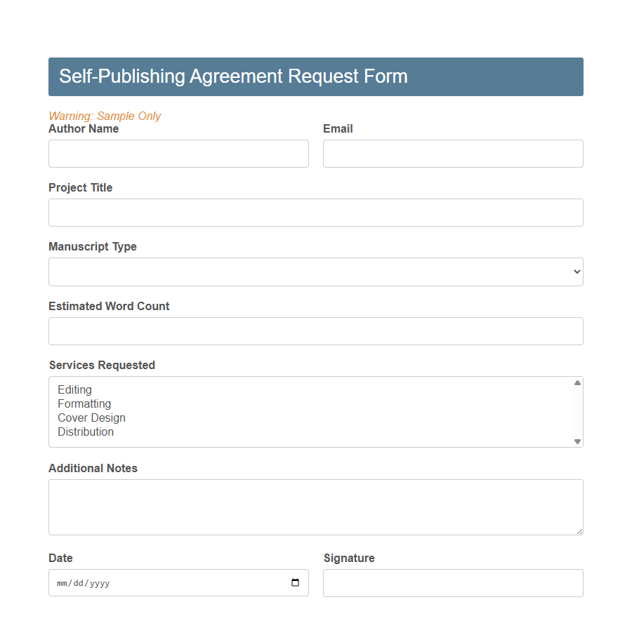 Publishing Contract Request Form PDF Samples
