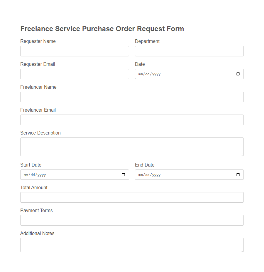 Purchase Order Request Form PDF Samples