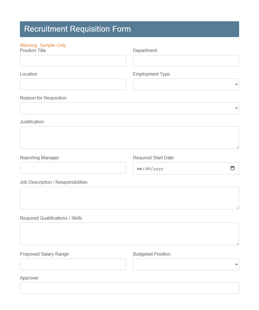 Recruitment Requisition Form Template PDF Samples