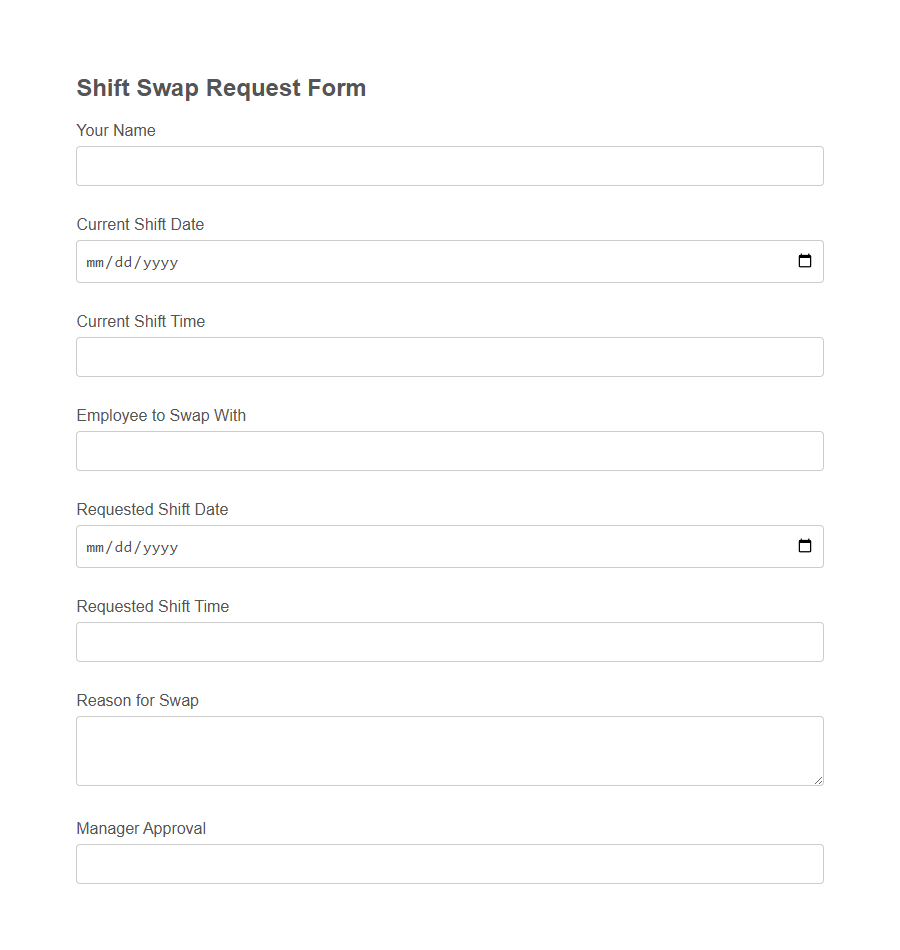 Retail Employee Schedule Preference Form PDF Samples