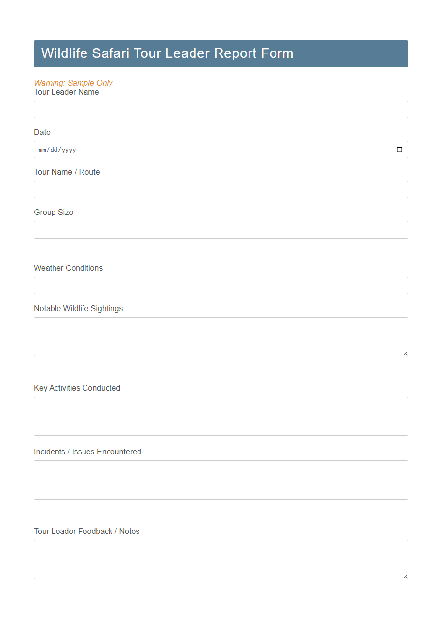 Tour Leader Report Form Template PDF Samples
