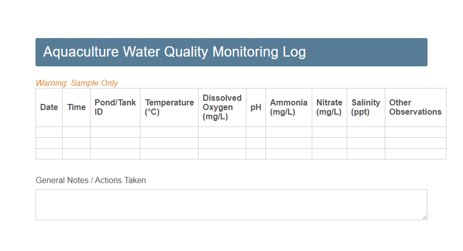Aquaculture Stocking Report Form Template PDF Samples