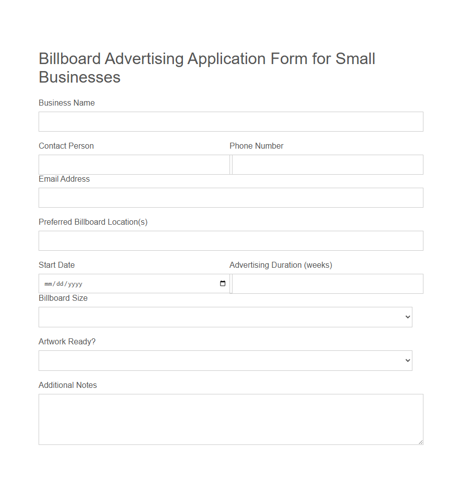 Billboard Advertising Application Form PDF Samples