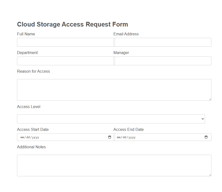 Cloud Resource Request Form PDF Samples
