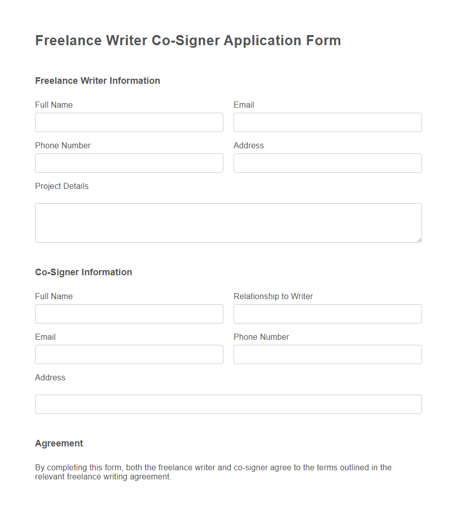 Co-Signer Application Form Template PDF Samples