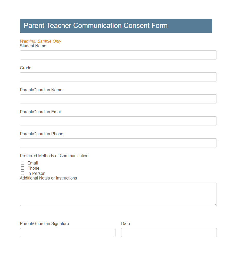 Communication Consent Collection Form PDF Samples