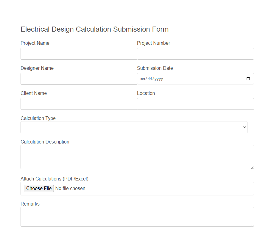 Design Calculation Submission Form PDF Samples