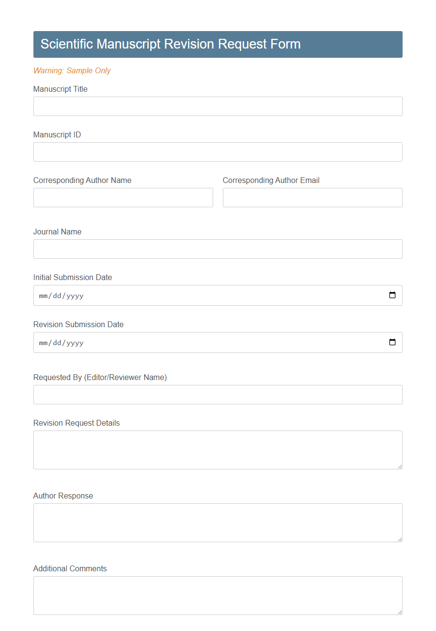 Editorial Revision Request Form PDF Samples