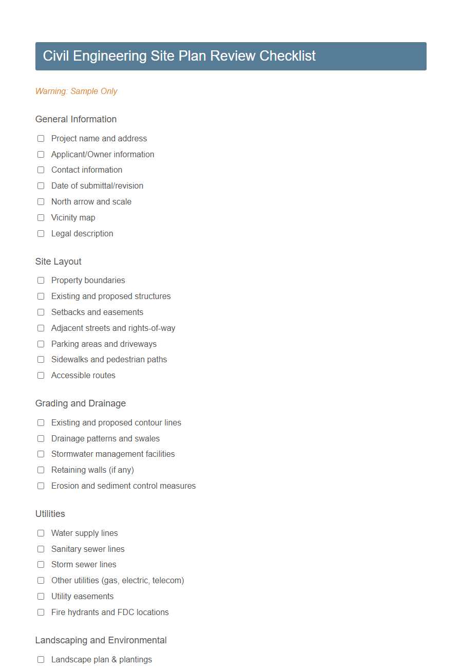 Engineering Design Review Checklist Form PDF Samples