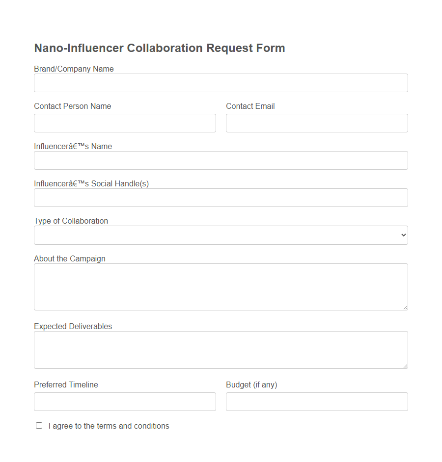Influencer Collaboration Request Form PDF Samples