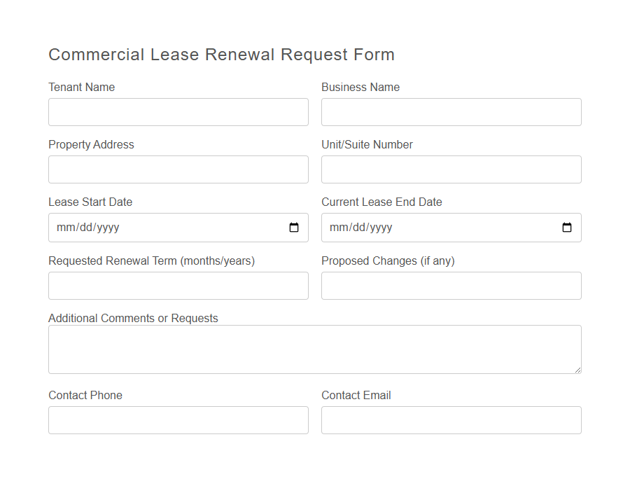 Lease Renewal Request Form Template PDF Samples