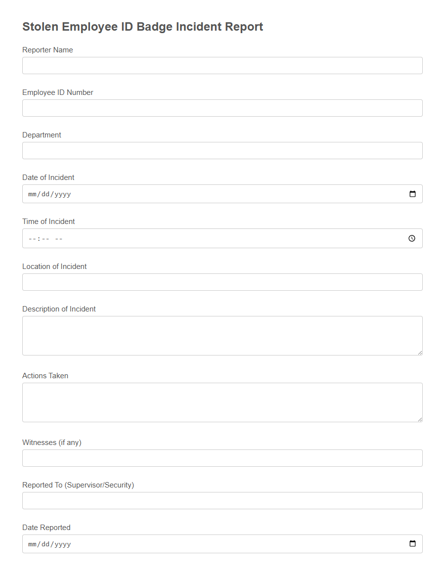 Lost Security Badge Reporting Form Template PDF Samples