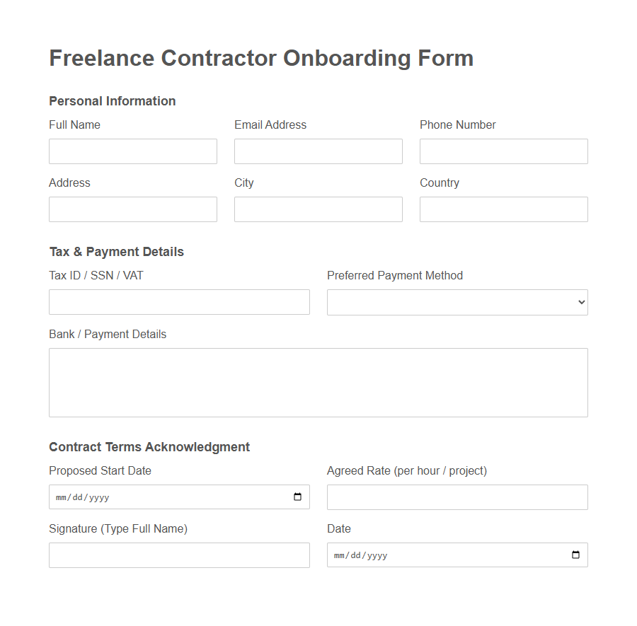 New Vendor Registration Form (Retail) PDF Samples