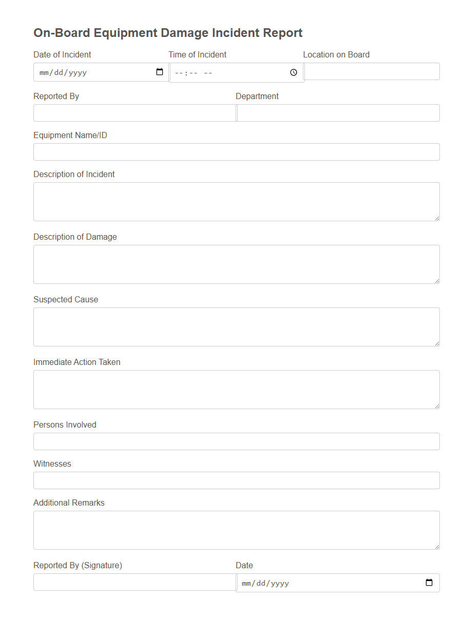 On-Board Accident/Injury Report Form Template PDF Samples