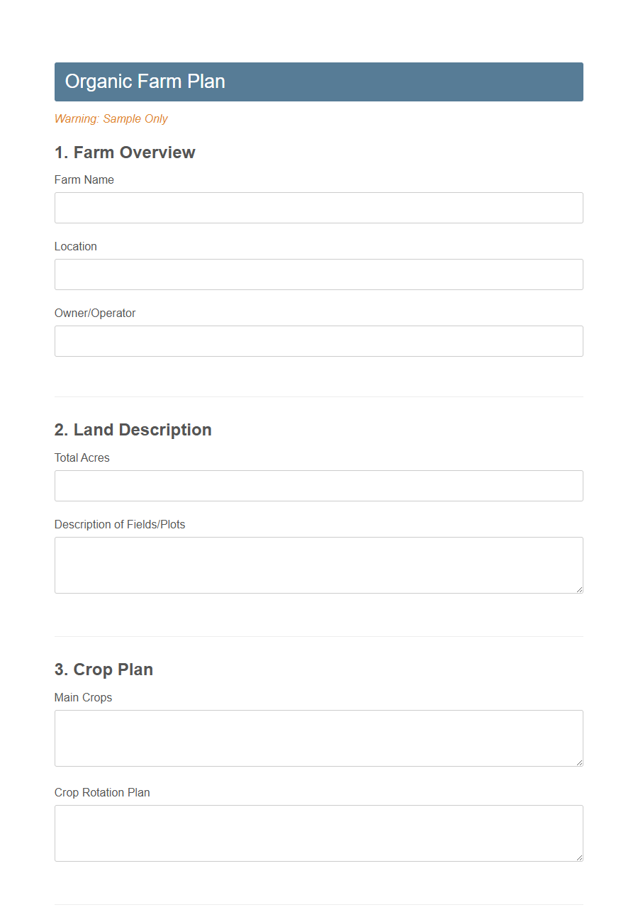 Organic Certification Application Form PDF Samples