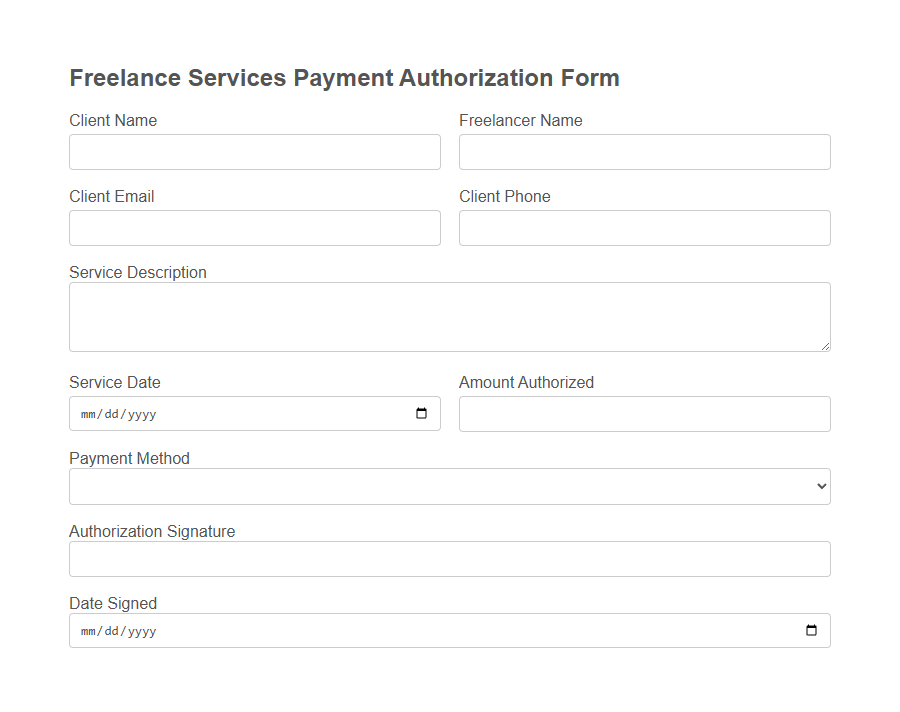 Payment Authorization Form PDF Samples