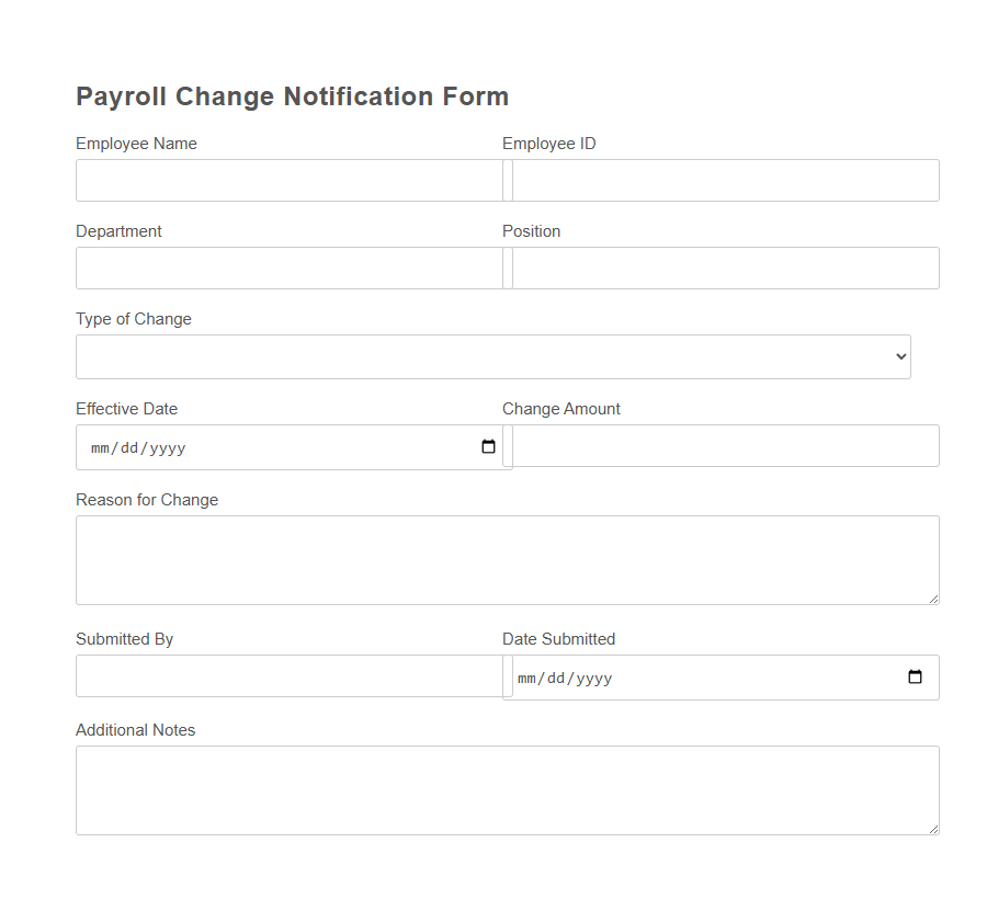 Payroll Change Notification Form Template PDF Samples