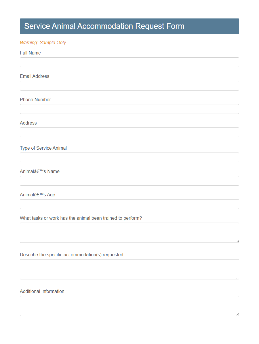 Pet Addendum Request Form PDF Samples