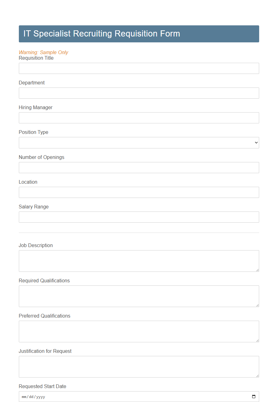 Recruiting Requisition Form Template PDF Samples
