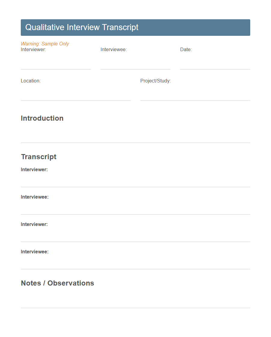 Research Data Collection Form PDF Samples