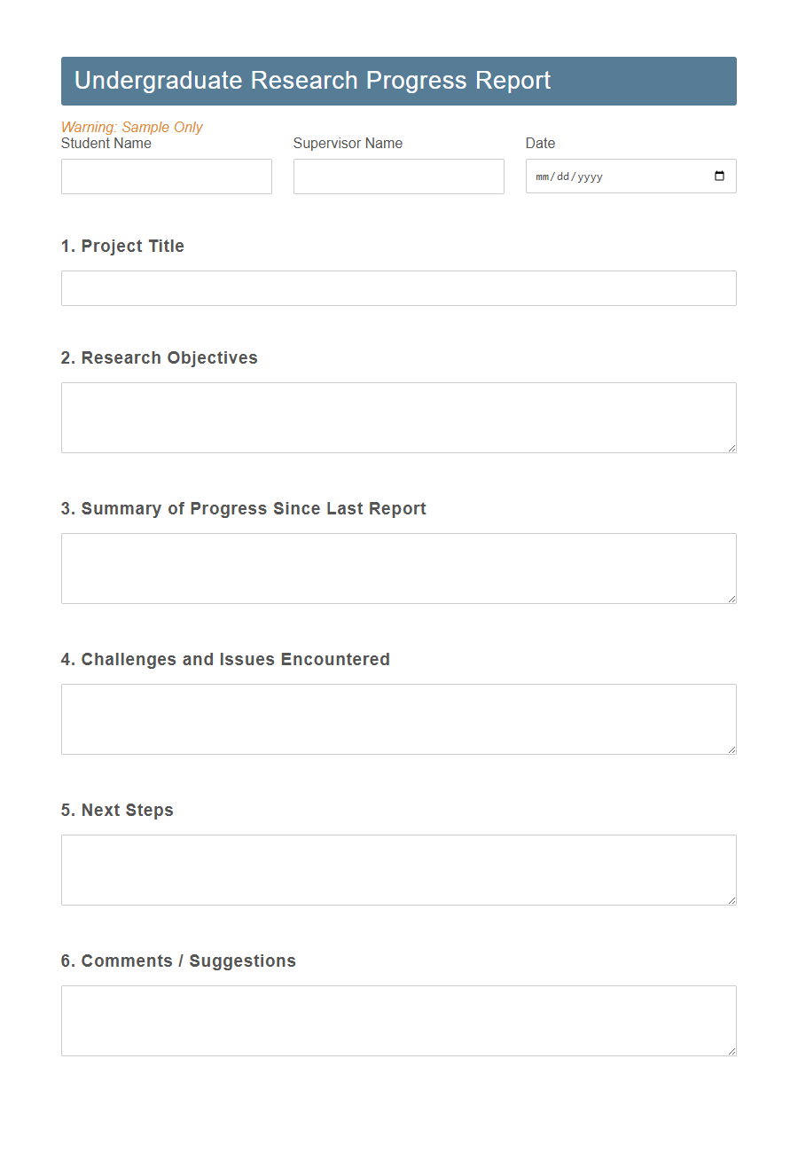 Research Progress Report Submission Form PDF Samples