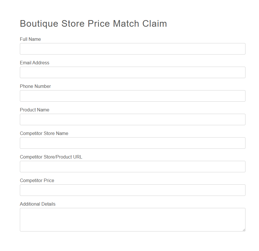 Retail Price Match Request Form PDF Samples