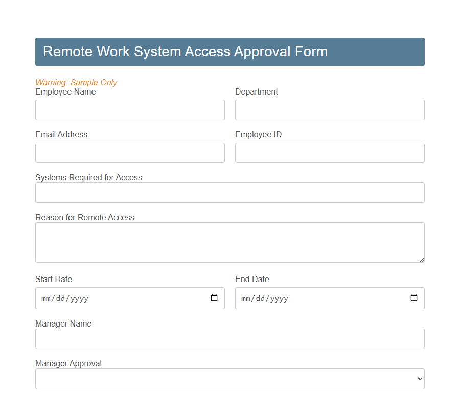 System Access Approval Form PDF Samples