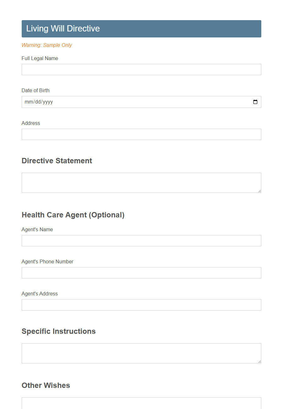 Will and Testament Form Template PDF Samples