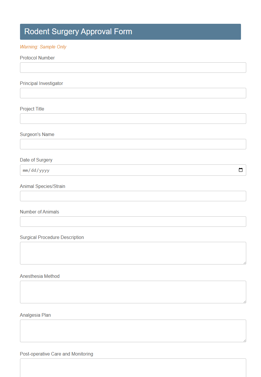 Animal Study Approval Form PDF Samples