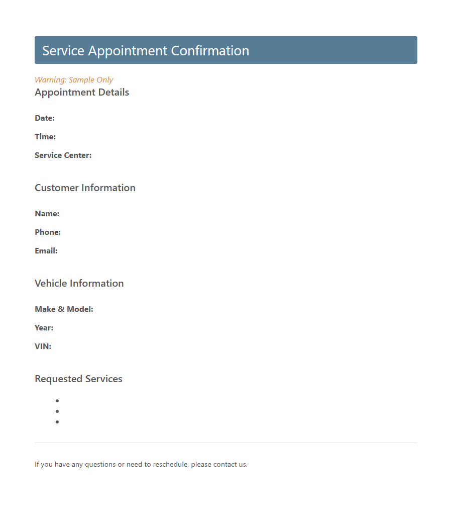Automotive Customer Feedback Form PDF Samples