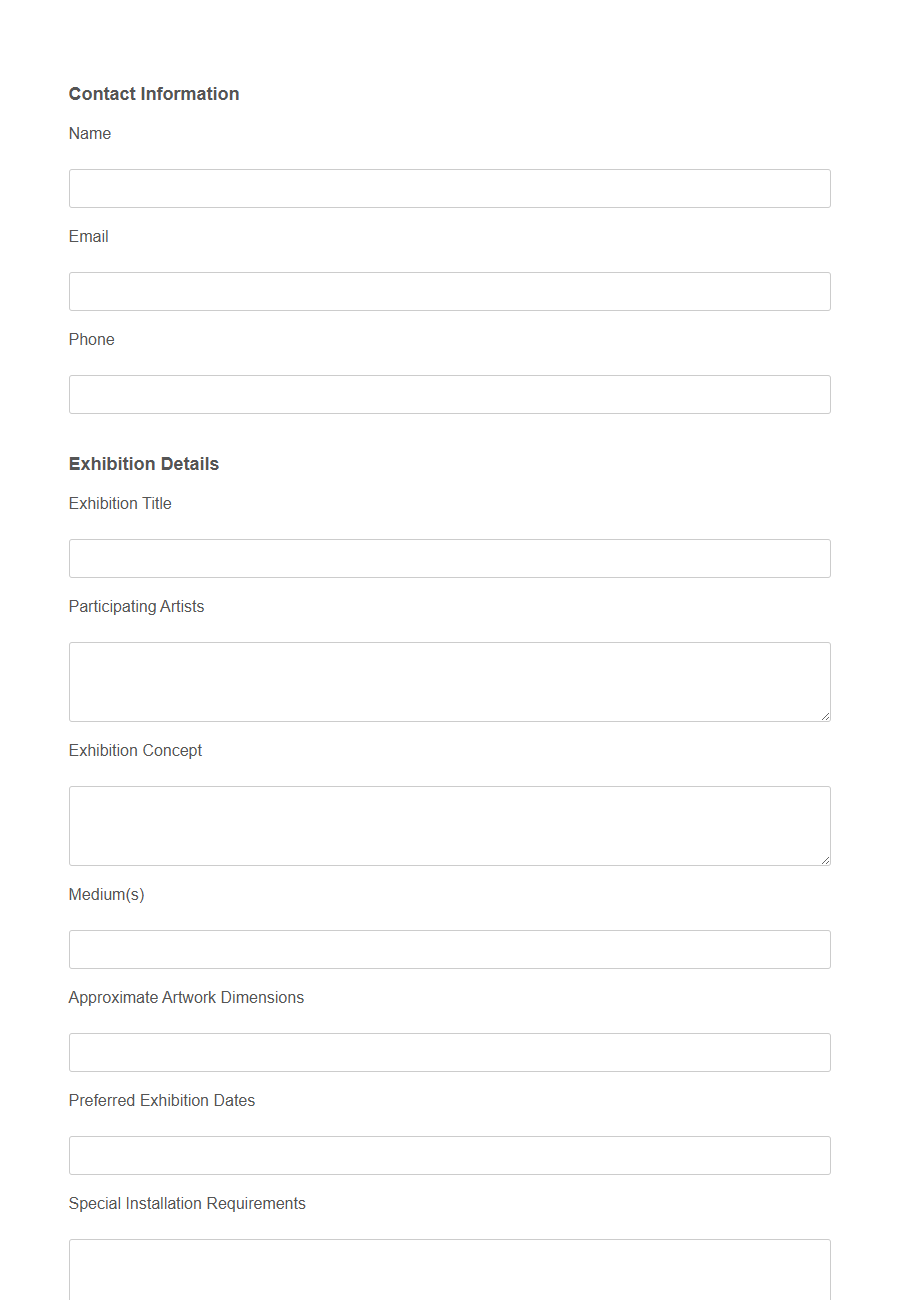 Call for Artists Submission Form PDF Samples