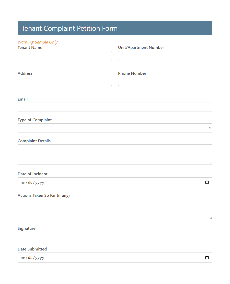 Complaint Petition Form PDF Samples