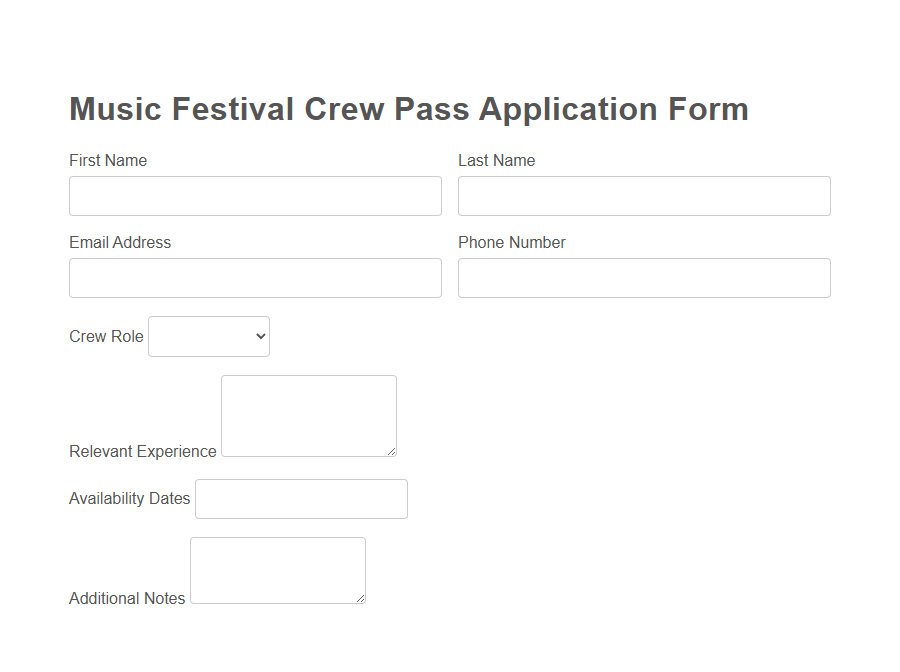Concert Backstage Pass Request Form Template PDF Samples