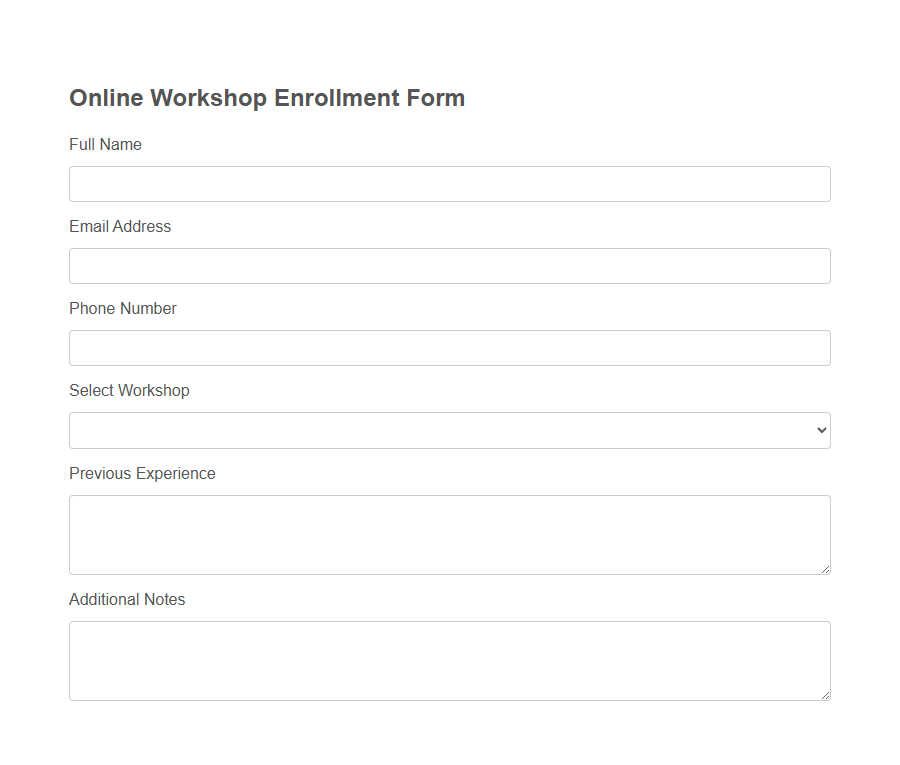 Course Registration Form Template PDF Samples