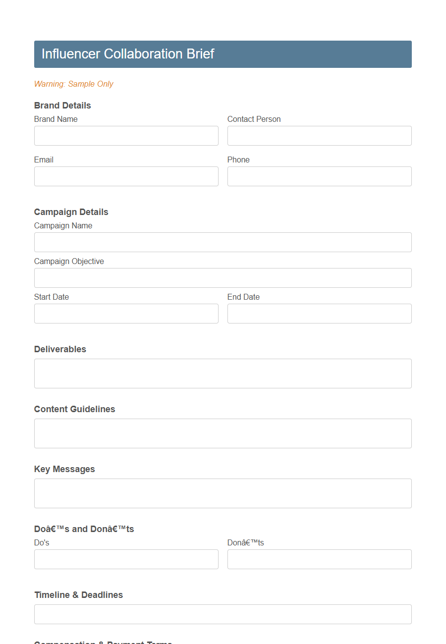 Creative Ad Request Form PDF Samples