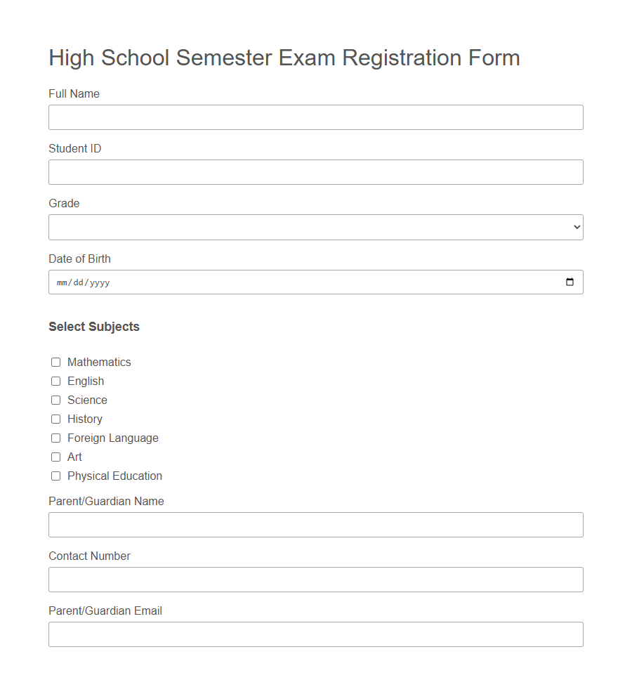 Exam Registration Form PDF Samples