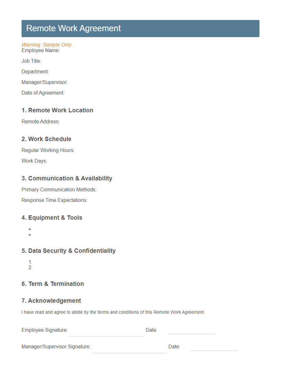 Flexible Work Arrangement Request Form Template PDF Samples