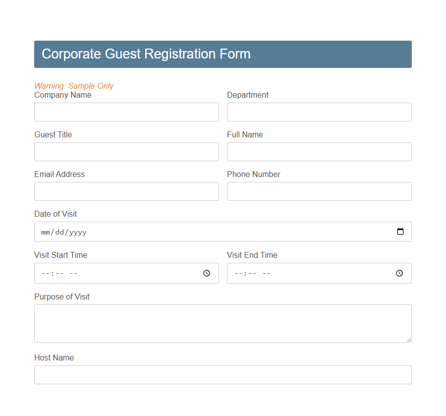 Guest Registration Form Template for Hotels PDF Samples