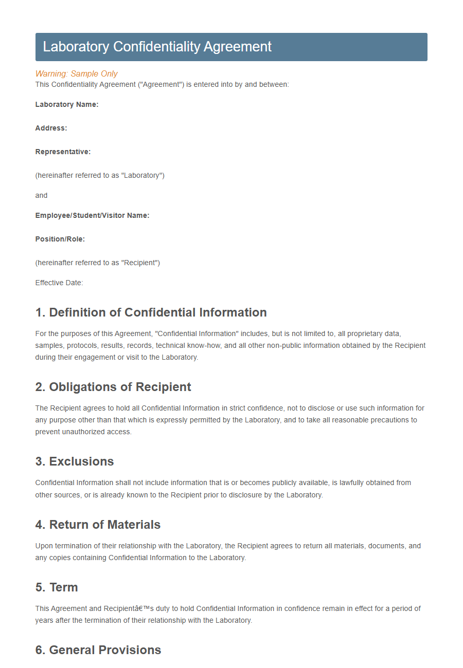 Laboratory Consent Form Template PDF Samples