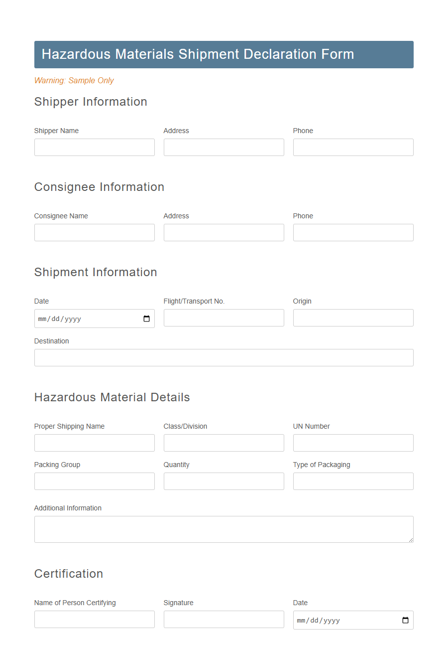 Marine Cargo Insurance Declaration Form Template PDF Samples