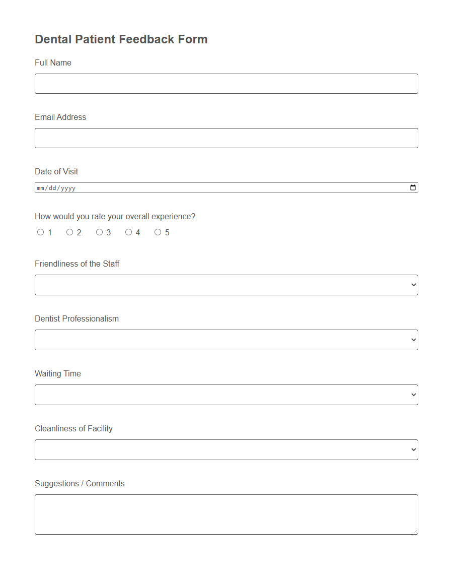 Patient Feedback Form Template PDF Samples